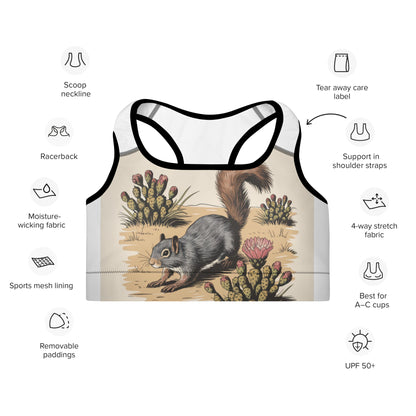 TL Mojave Desert's Squirrels Padded Sports Bra|vintage| gym wear|tops