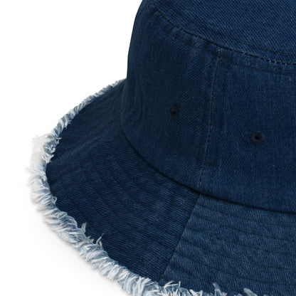 Hot &amp; sweet with a fearless edge—this Ride or Die distressed denim bucket hat is made for those who crave freedom and adventure.