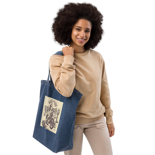 Vintage Ride or Die denim tote bag