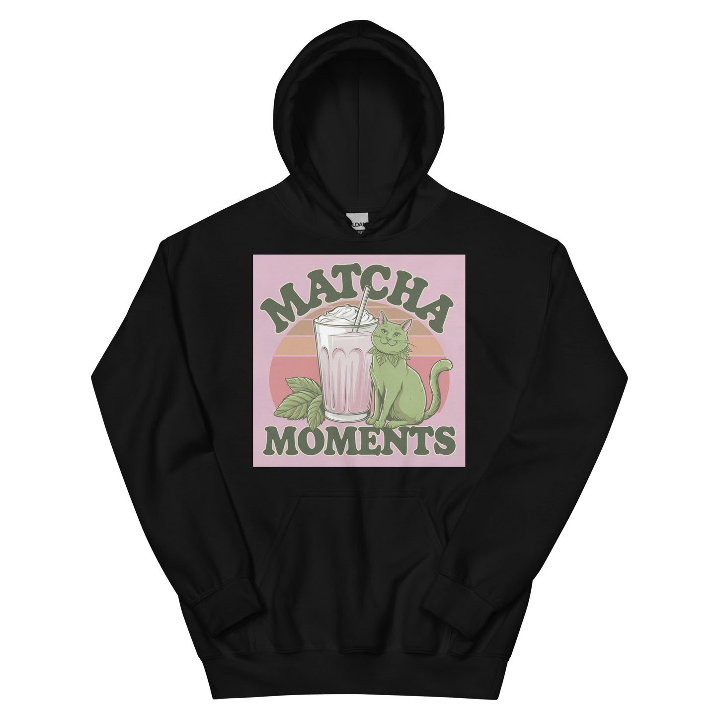 Matcha Moment Unisex Hoodie|black|hoodie|spring outfit|cat |vintage outfit|unisex|sport|sport chic|top|white|tinyloverclothing