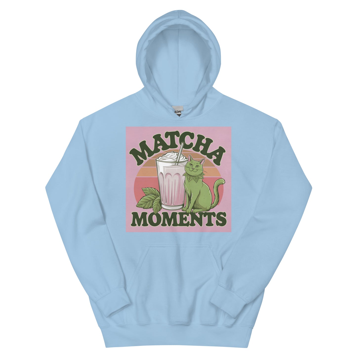 Matcha Moment Unisex Hoodie|blue|hoodie|spring outfit|cat |vintage outfit|unisex|sport|sport chic|top|white|tinyloverclothing