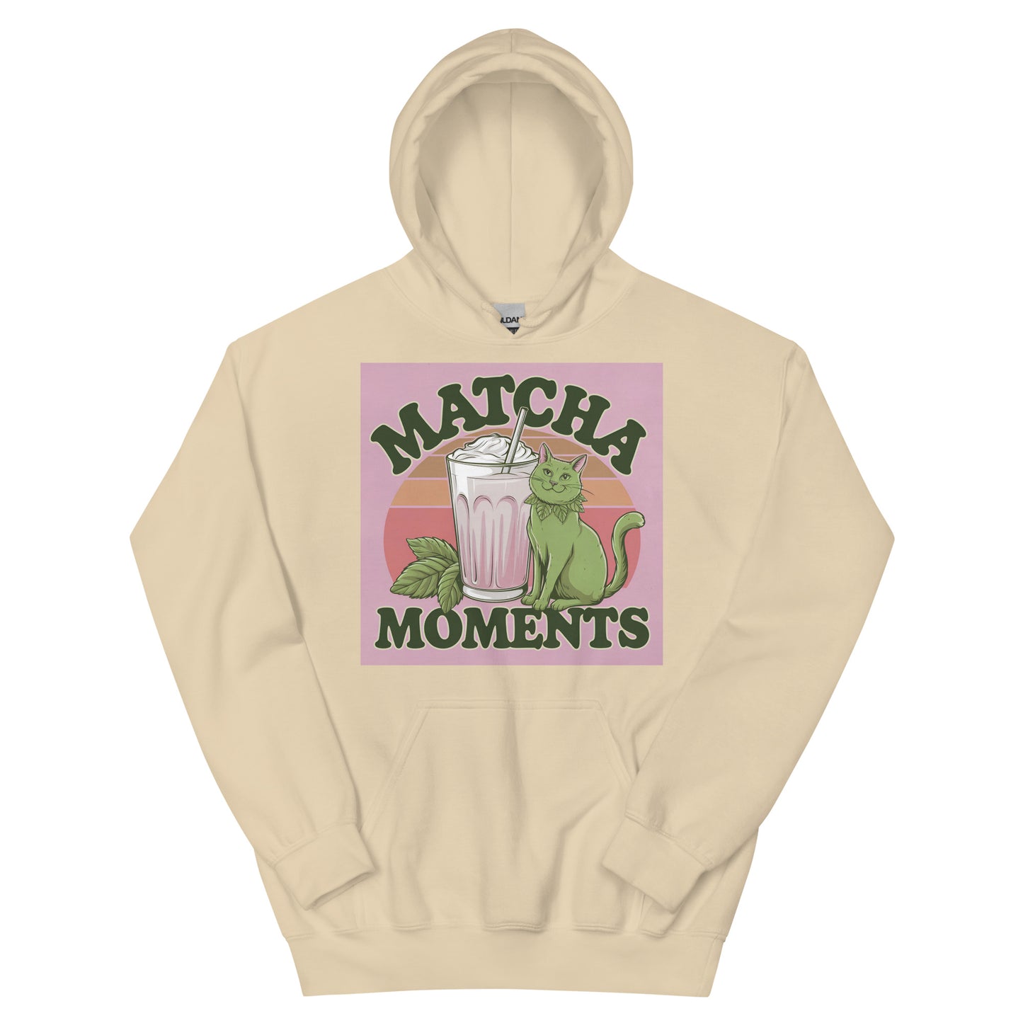 Matcha Moment Unisex Hoodie|sand |hoodie|spring outfit|cat |vintage outfit|unisex|top|white|tinyloverclothing