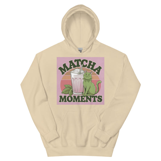 Matcha Moment Unisex Hoodie|sand |hoodie|spring outfit|cat |vintage outfit|unisex|top|white|tinyloverclothing