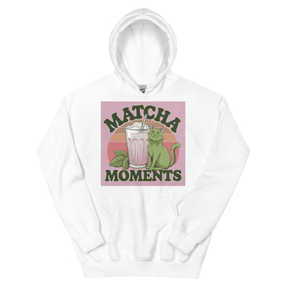 Matcha Moment Unisex Hoodie|blue|hoodie|spring outfit|cat |vintage outfit|unisex|sport|sport chic|top|white