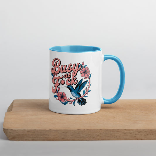 TL Busy as F*CK Mug with Color Inside|vintage graphic|aesthetic|blue